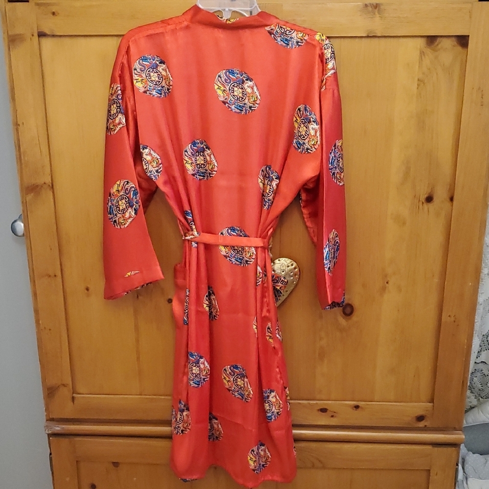 Red Silky Kimono Robe - Picture 3 of 3